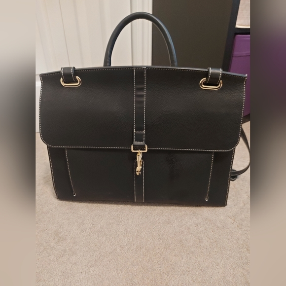 Black, faux-leather briefcase. - Picture 1 of 8